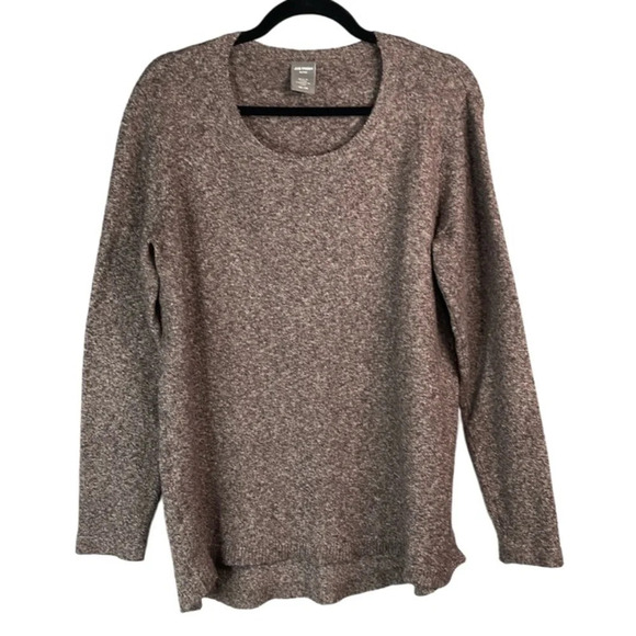 JOE FRESH Active Side Slit Knit Sweater Maroon Brown Marled Crewneck Stretch M - Picture 2 of 11